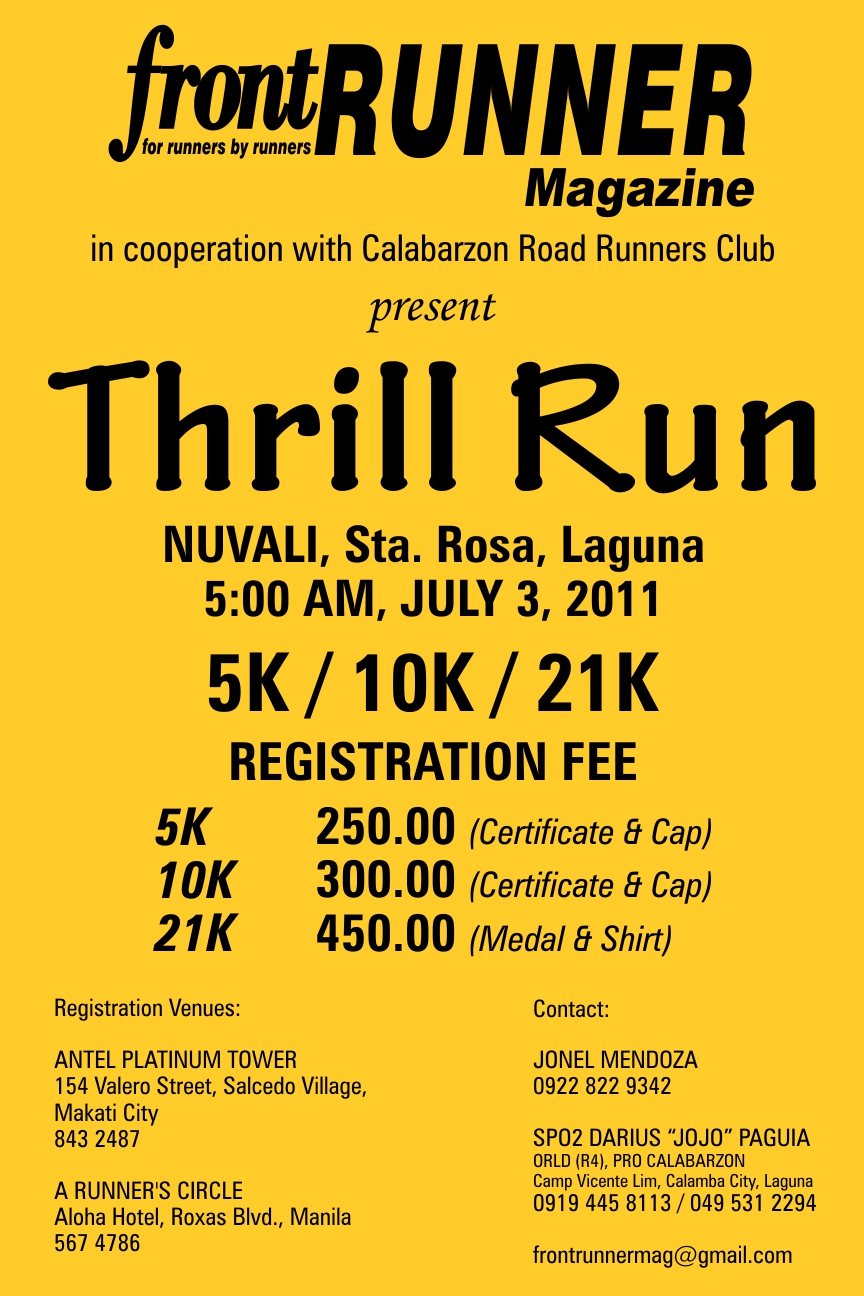 frontRUNNER's THRILL RUN @ Nuvali - July 3, 2011 | Pinoy Fitness