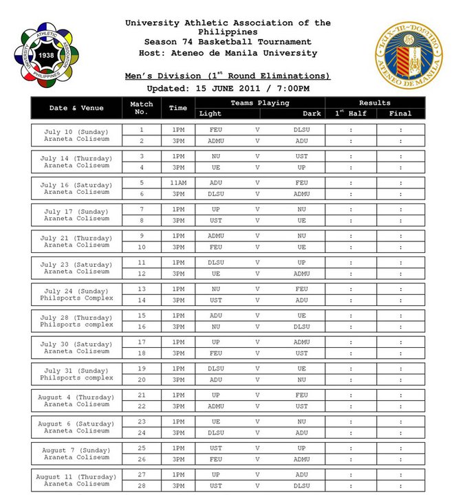 UAAP-Season-74-Schedule-Basketball-Round-1 | Pinoy Fitness